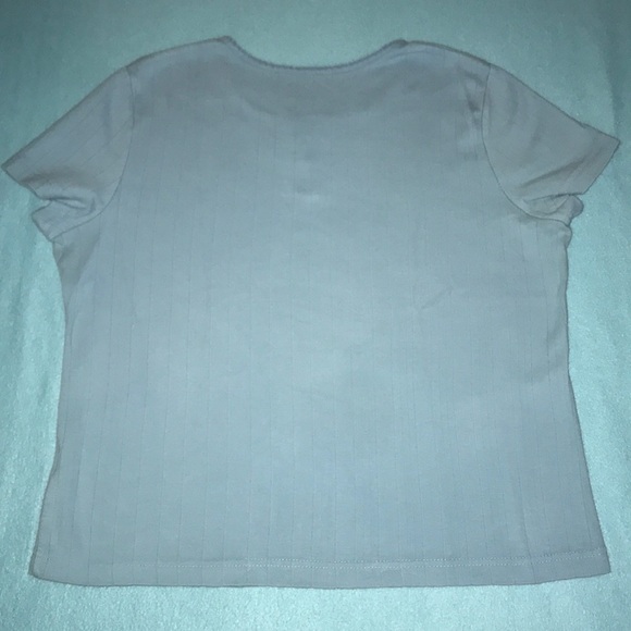 BASIC EDITIONS embroidered details short sleeve cotton light blue size XL - Picture 3 of 9